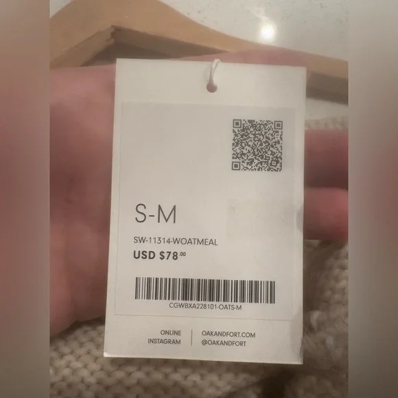 78$ NWT OAK+FORT Lace-Up Distressed Sweater | Relaxed Fit | NWT | Size S-M - Picture 15 of 15